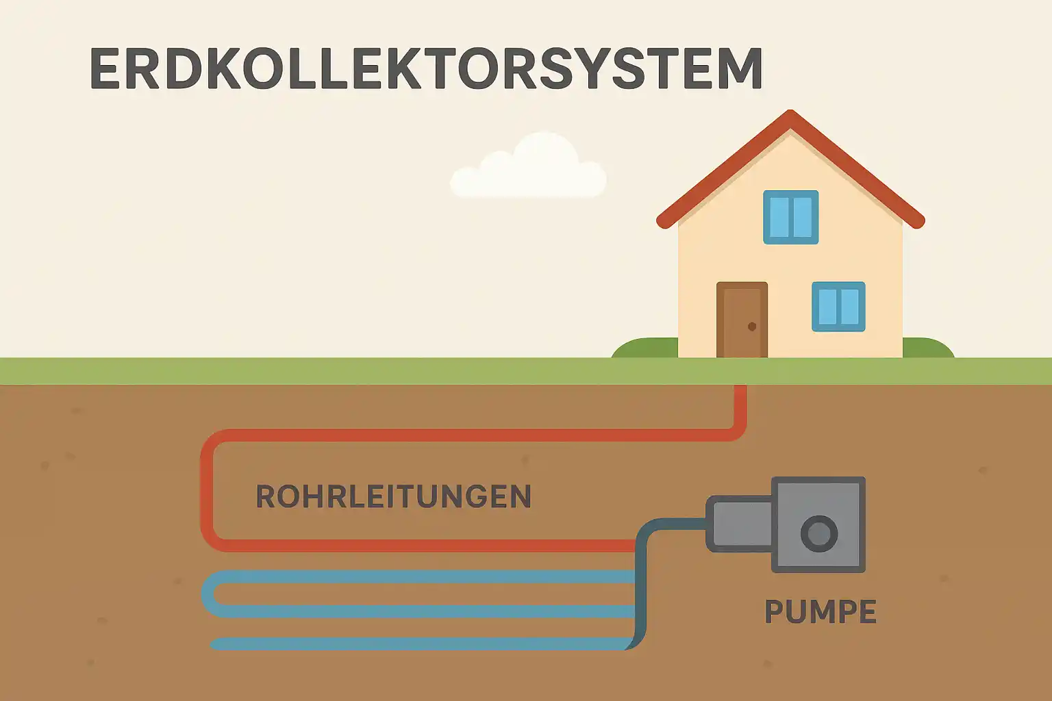 Diagramm des Erdkollektorsystems