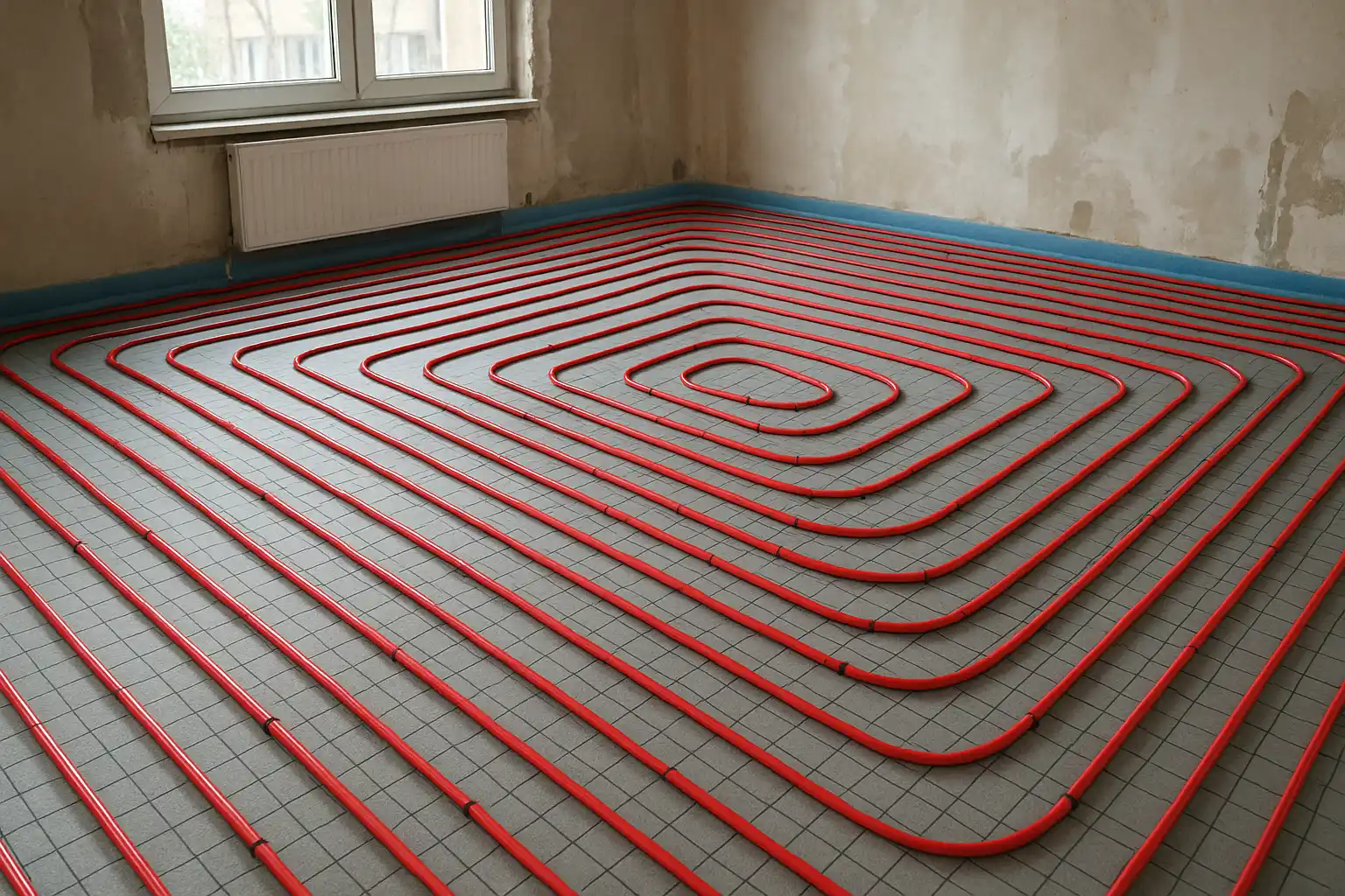 Installationsprozess für Fußbodenheizung