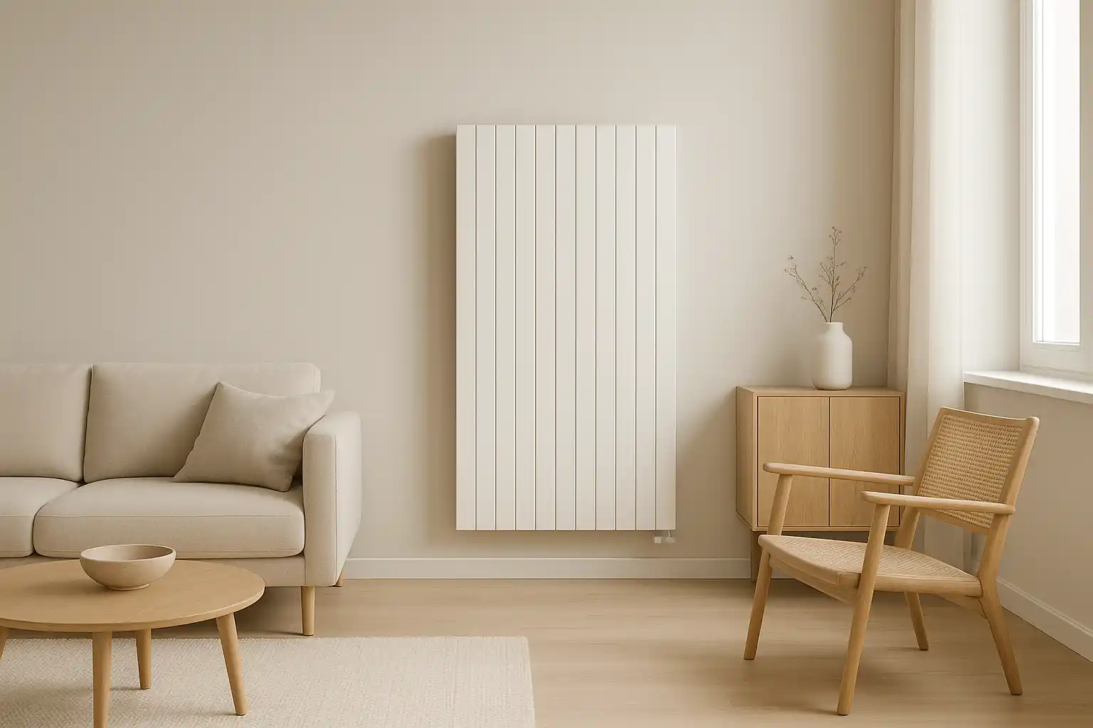 Moderner Heizkörper in einem stilvollen Wohnzimmer
