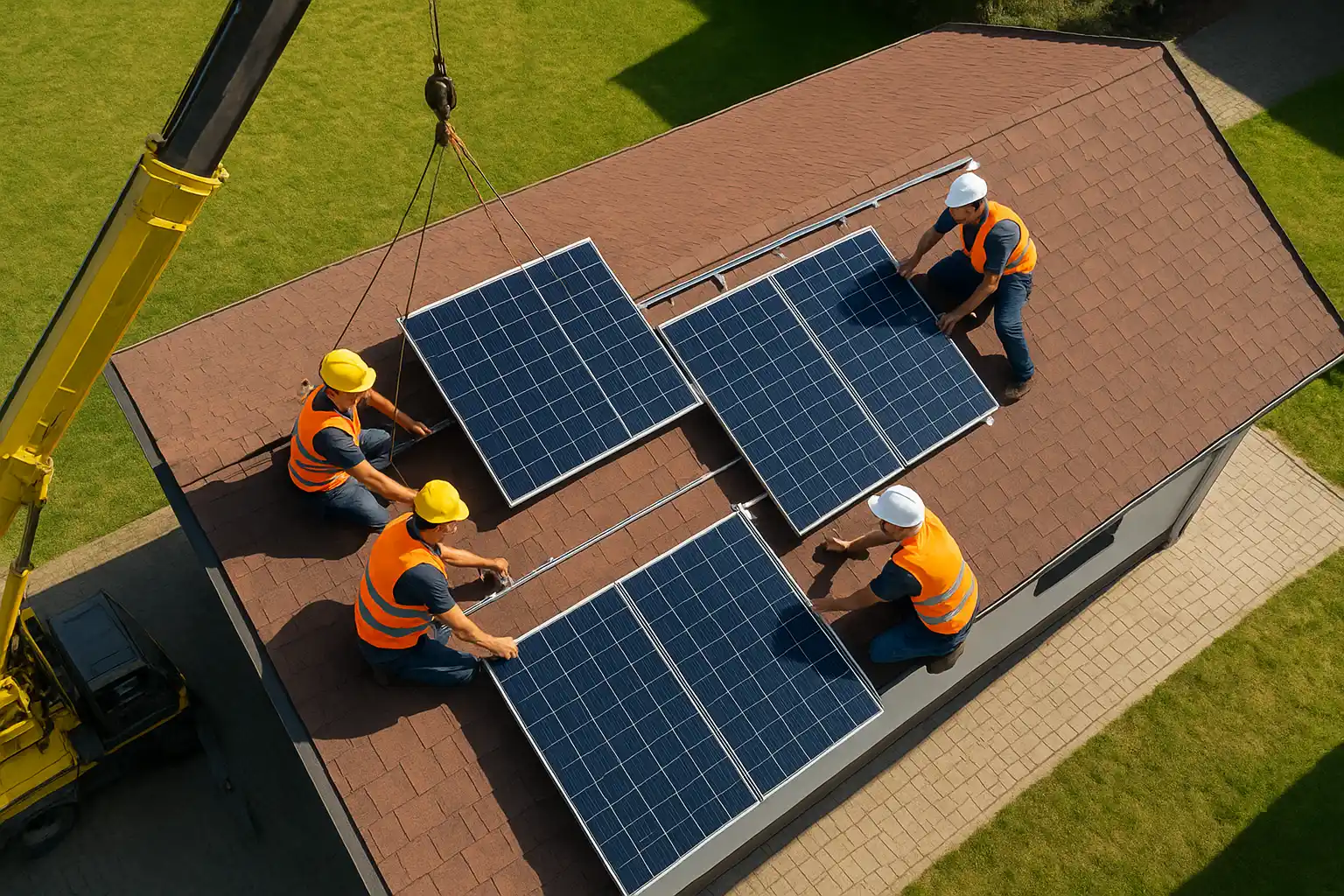Proces instalacji paneli PV na dachu
