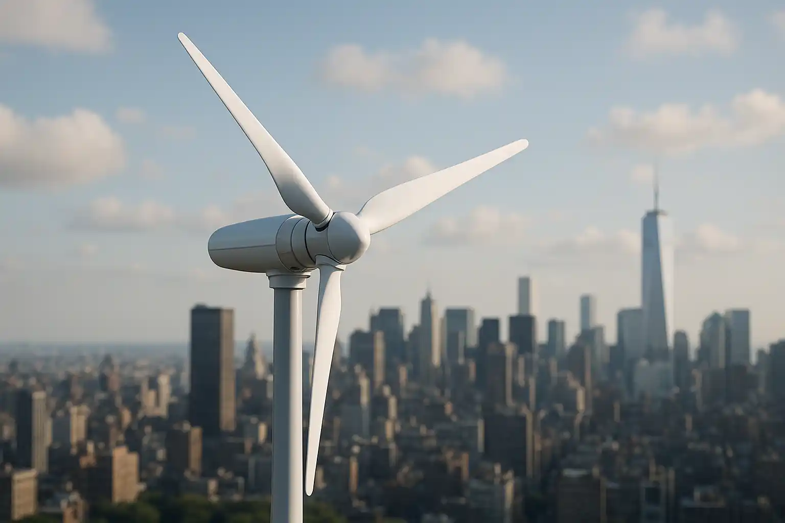 Small-scale wind turbine in urban environment