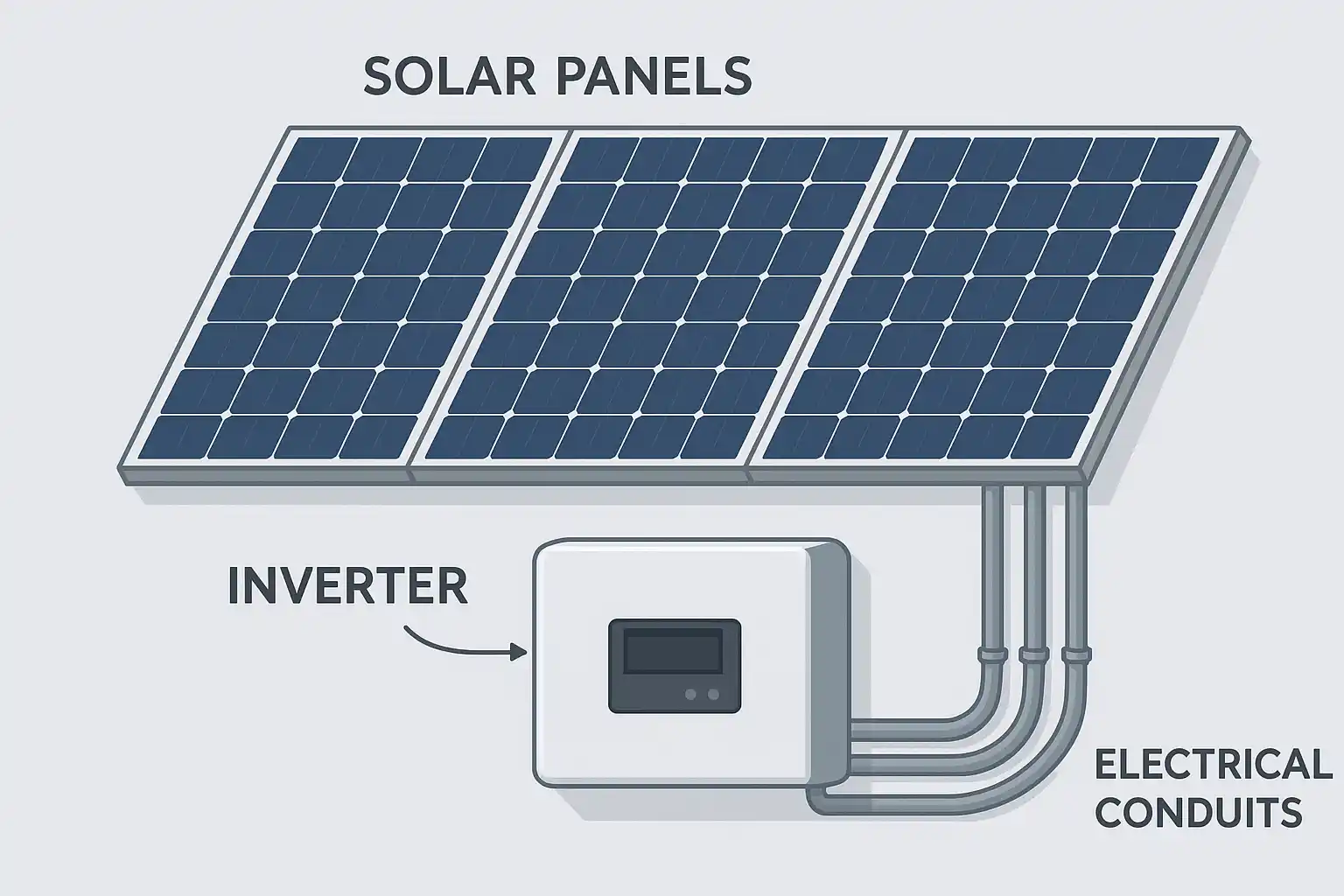 Components of solar roof PV installation