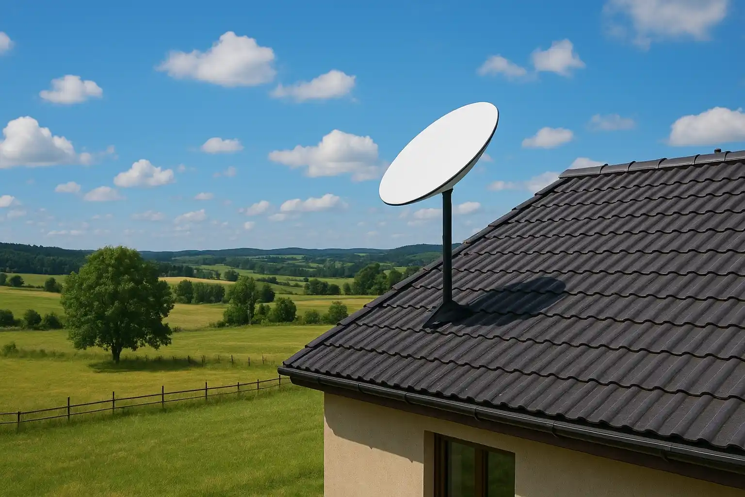 Antena Starlink na dachu domu