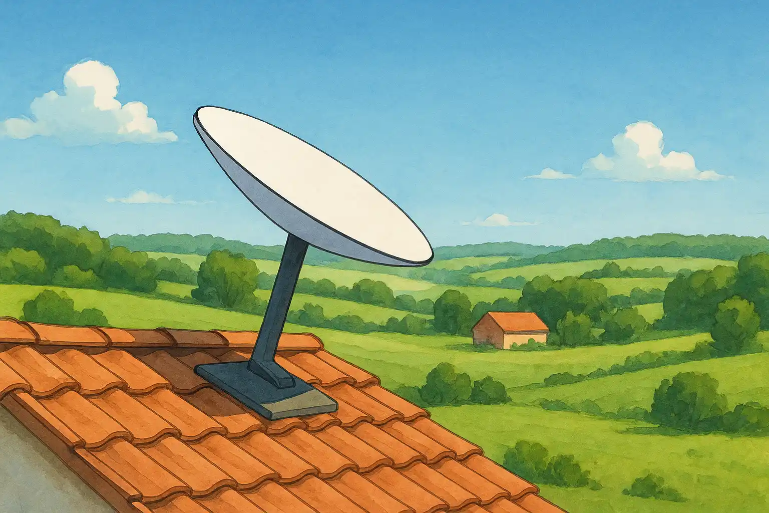 Starlink Satellitschüssel in Betrieb