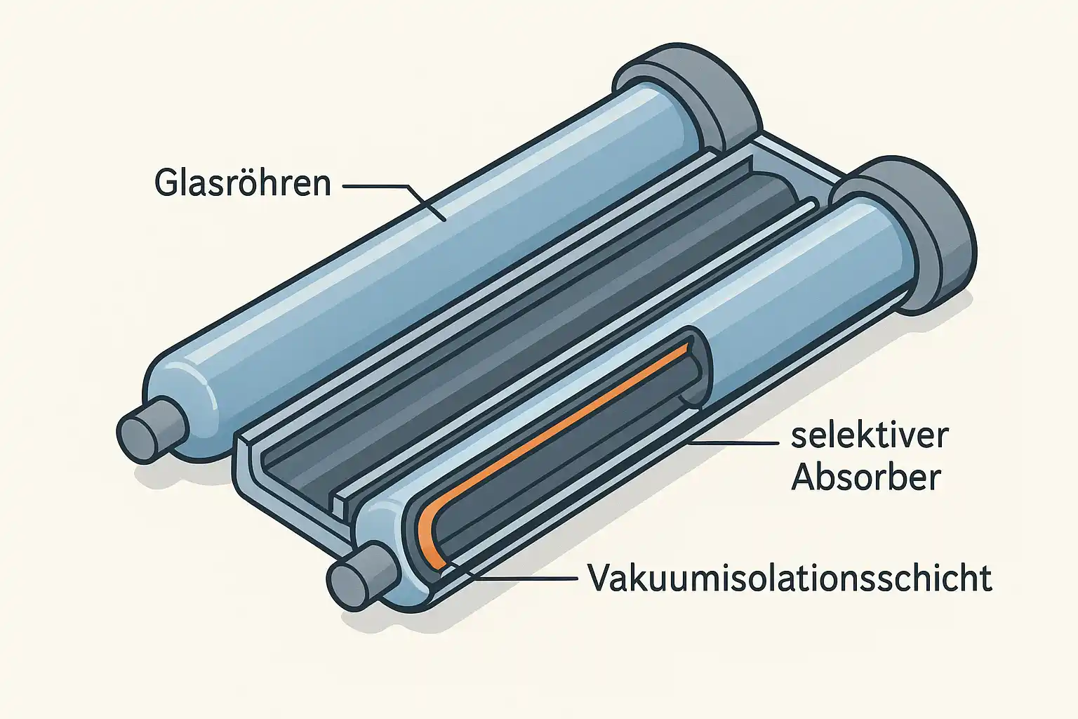 Aufbau eines Vakuumröhrenkollektors