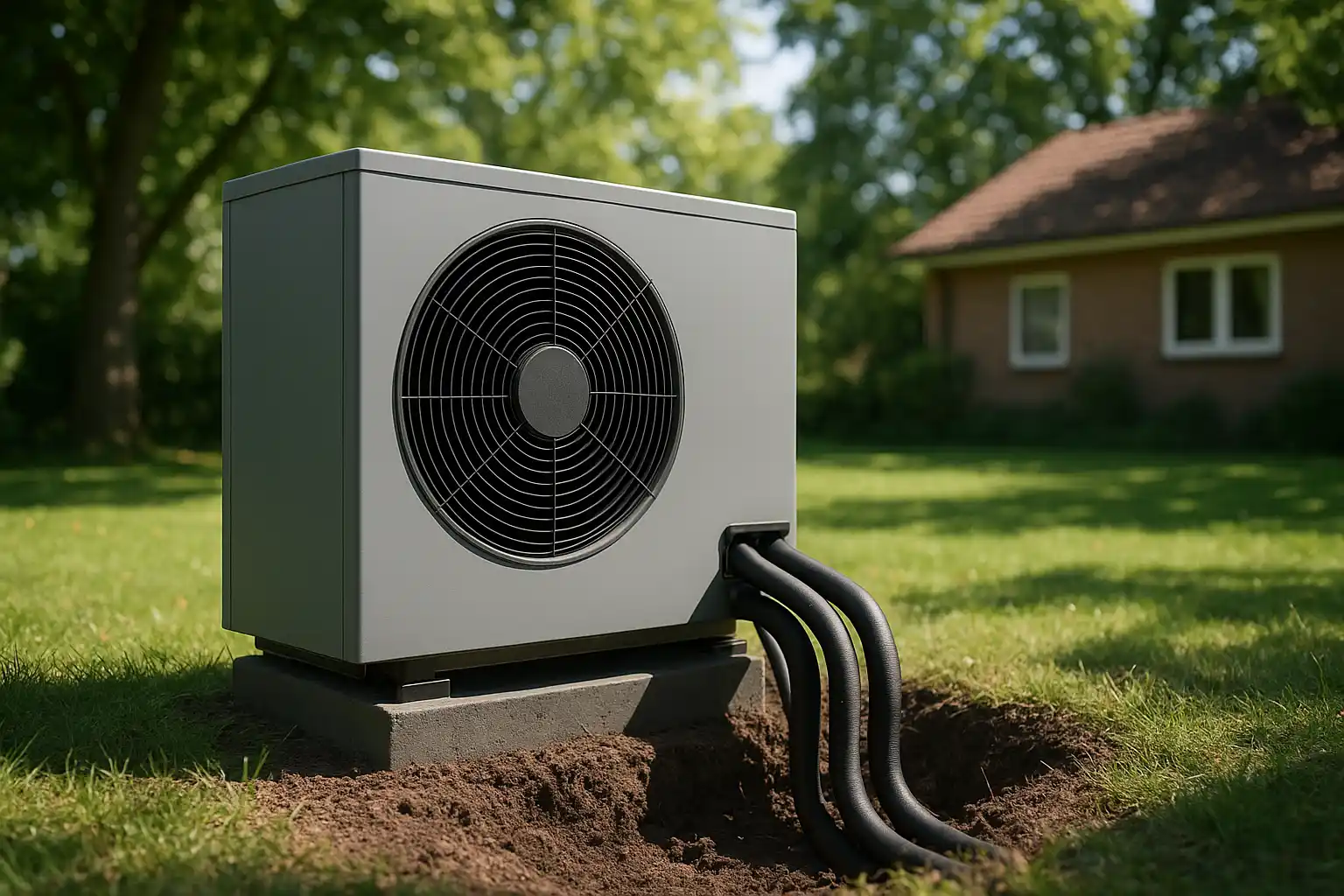 Erdwärmepumpe mit Rohrleitungen