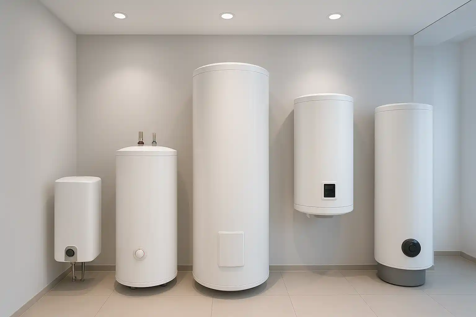 Verschiedene Warmwasserspeicher